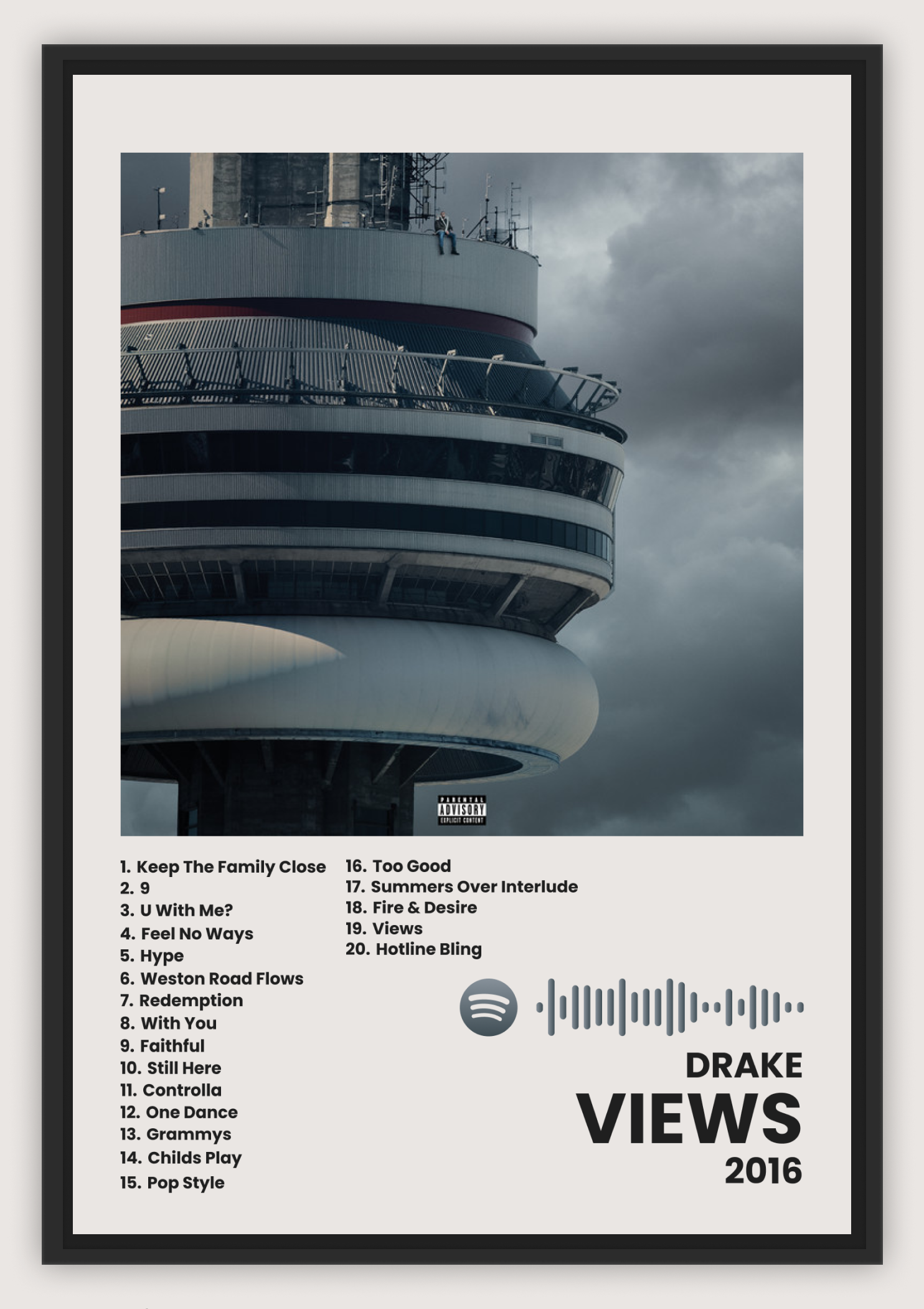 DRAKE - VIEWS / SPOTIFY POSTER
