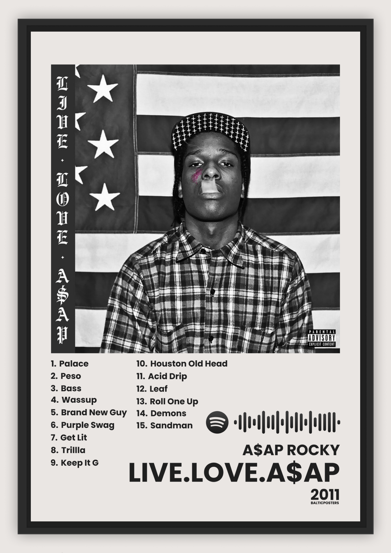 A$AP ROCKY - LIVE.LOVE.A$AP / A4 SIZED SPOTIFY POSTER