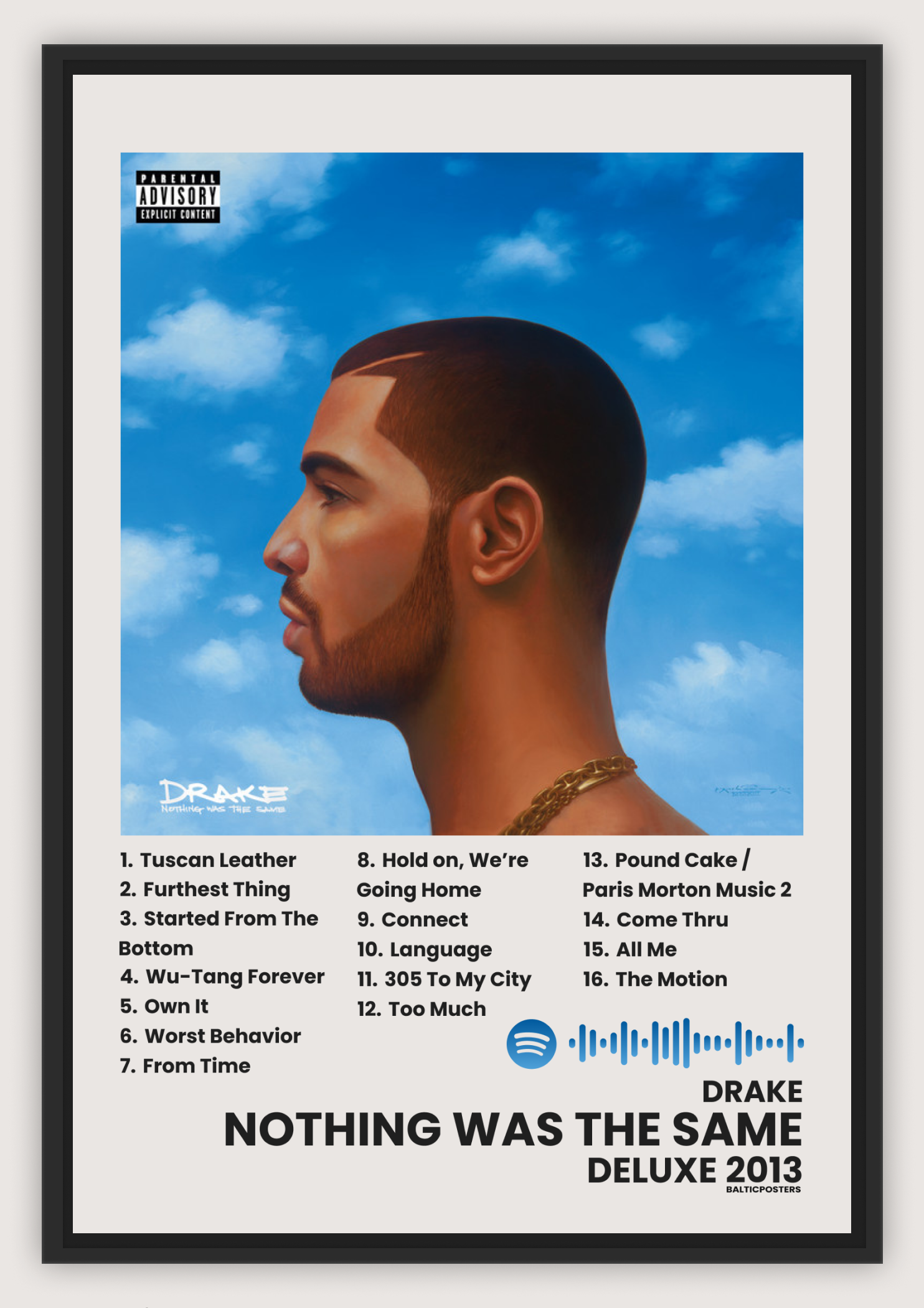 DRAKE - NOTHING WAS THE SAME (DELUXE) / A4 SIZED SPOTIFY POSTER