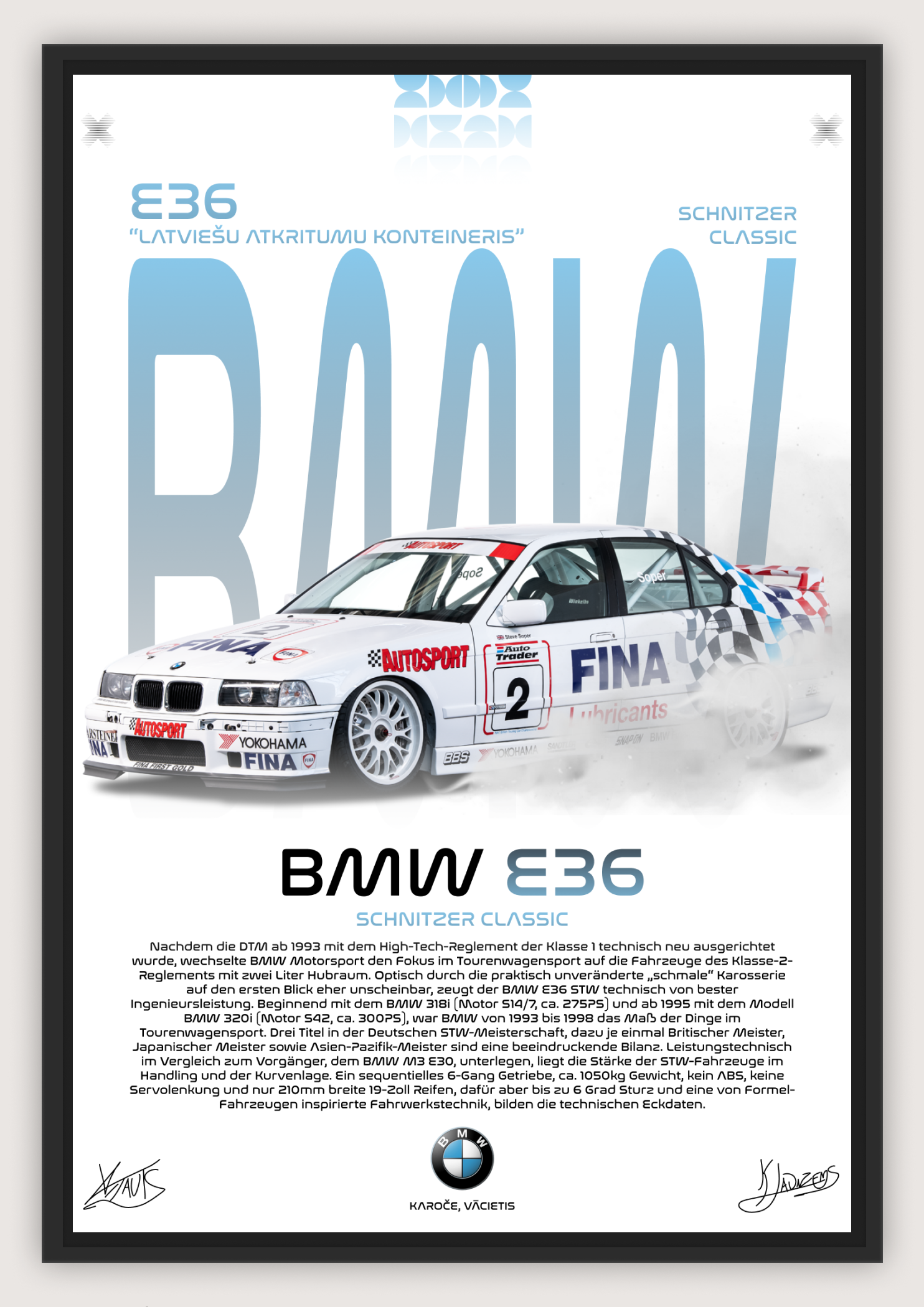 BMW E36 POSTER, A4 SIZED WITH PHOTOPAPER