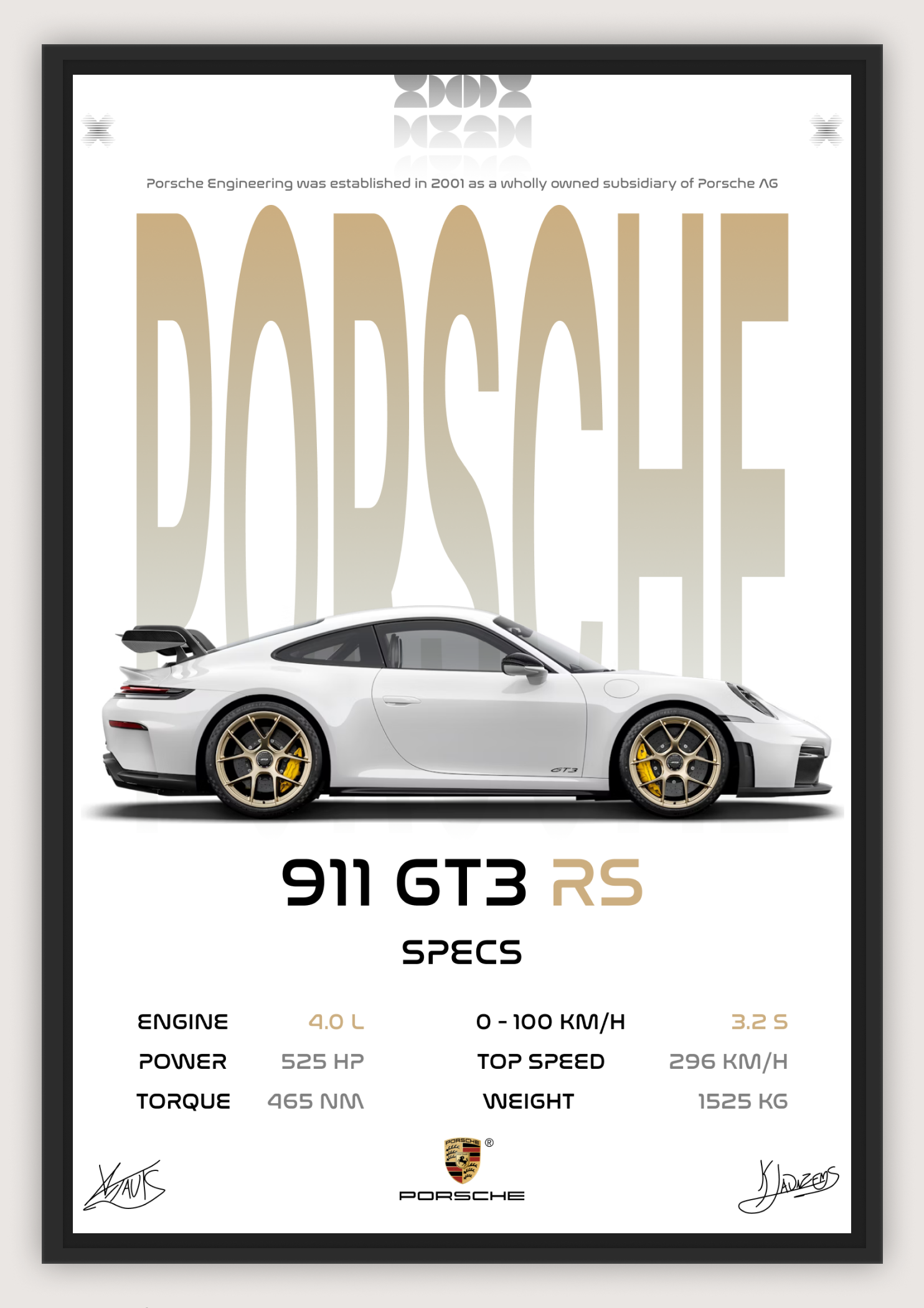 PORSCHE 911 GT3 RS POSTER / A4 SIZED WITH PHOTOPAPER