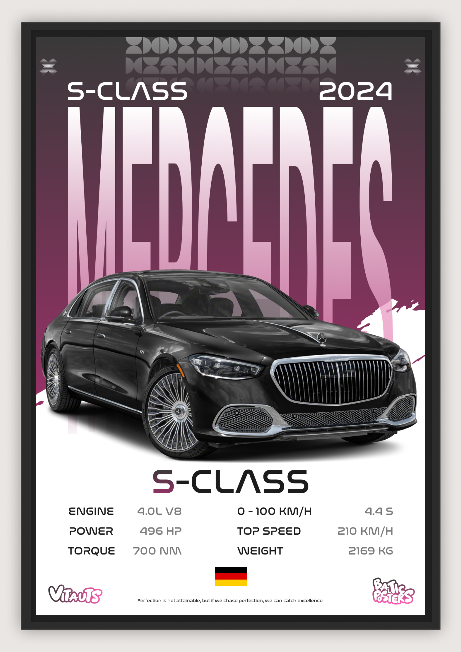 MERCEDES-BENZ S-CLASS 2024 POSTER / A4 SIZED WITH PHOTOPAPER