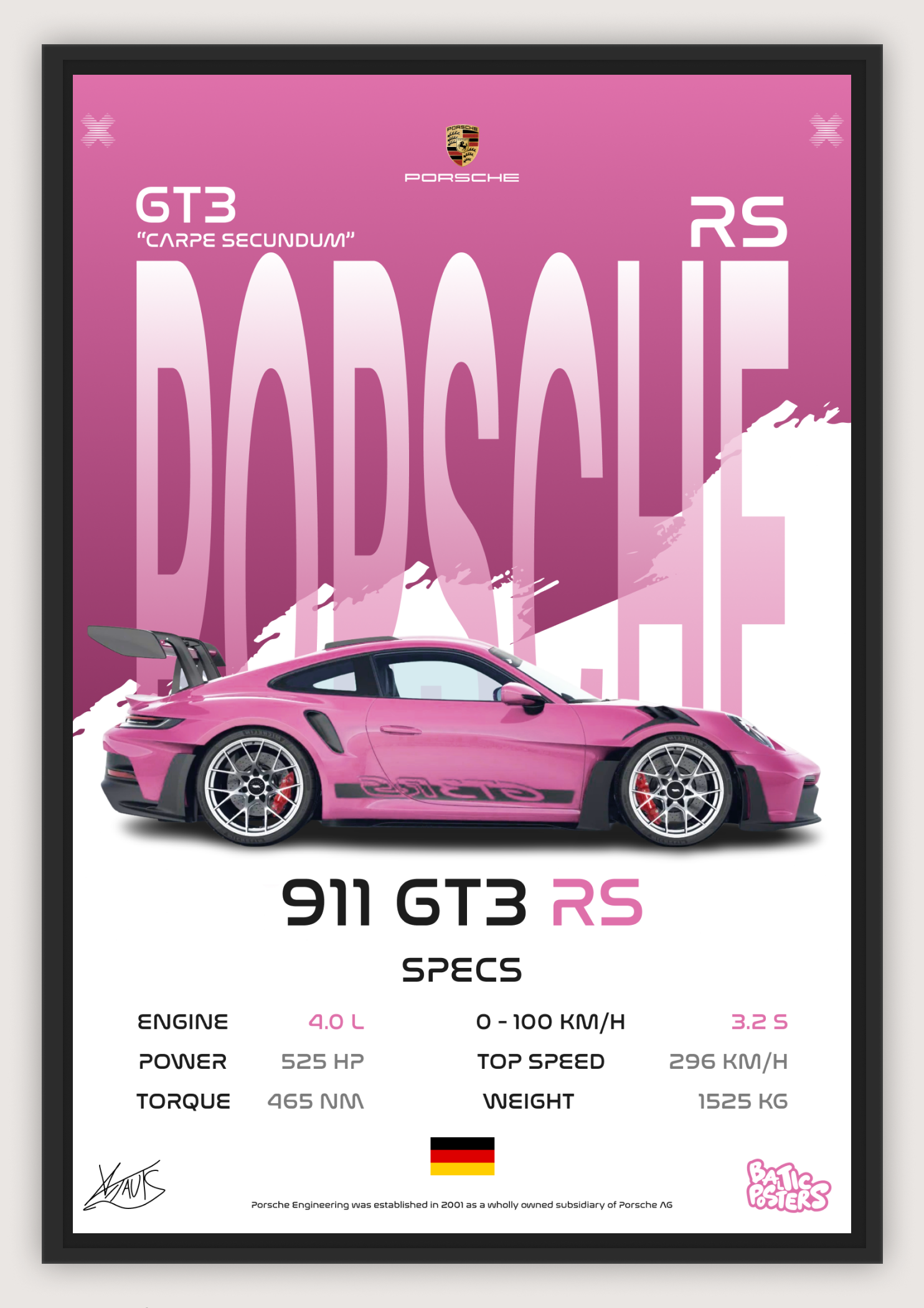 PORSCHE 911 GT3 RS POSTER / A4 SIZED WITH PHOTOPAPER