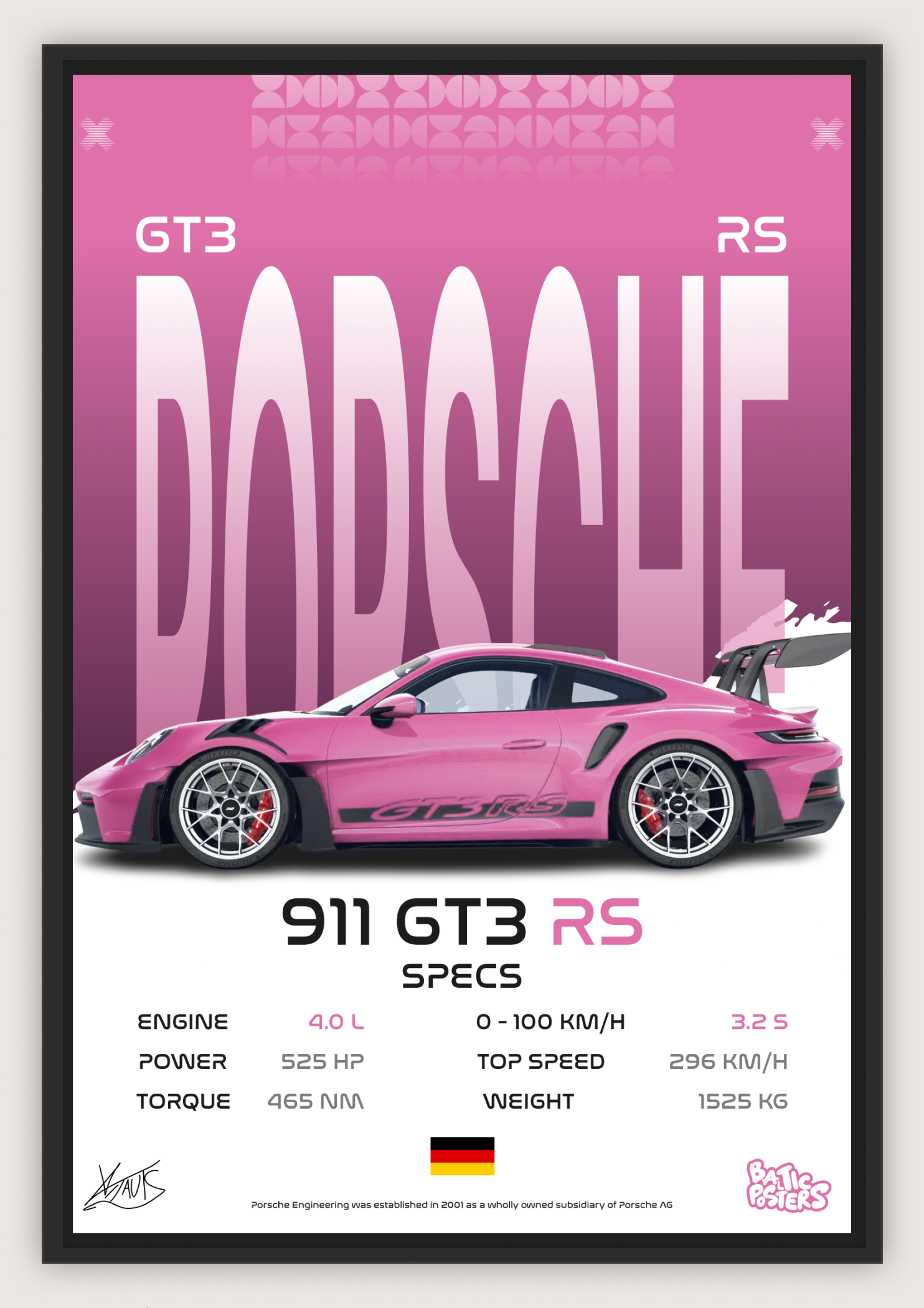 PORSCHE 911 GT3 RS POSTER / A4 SIZED WITH PHOTOPAPER