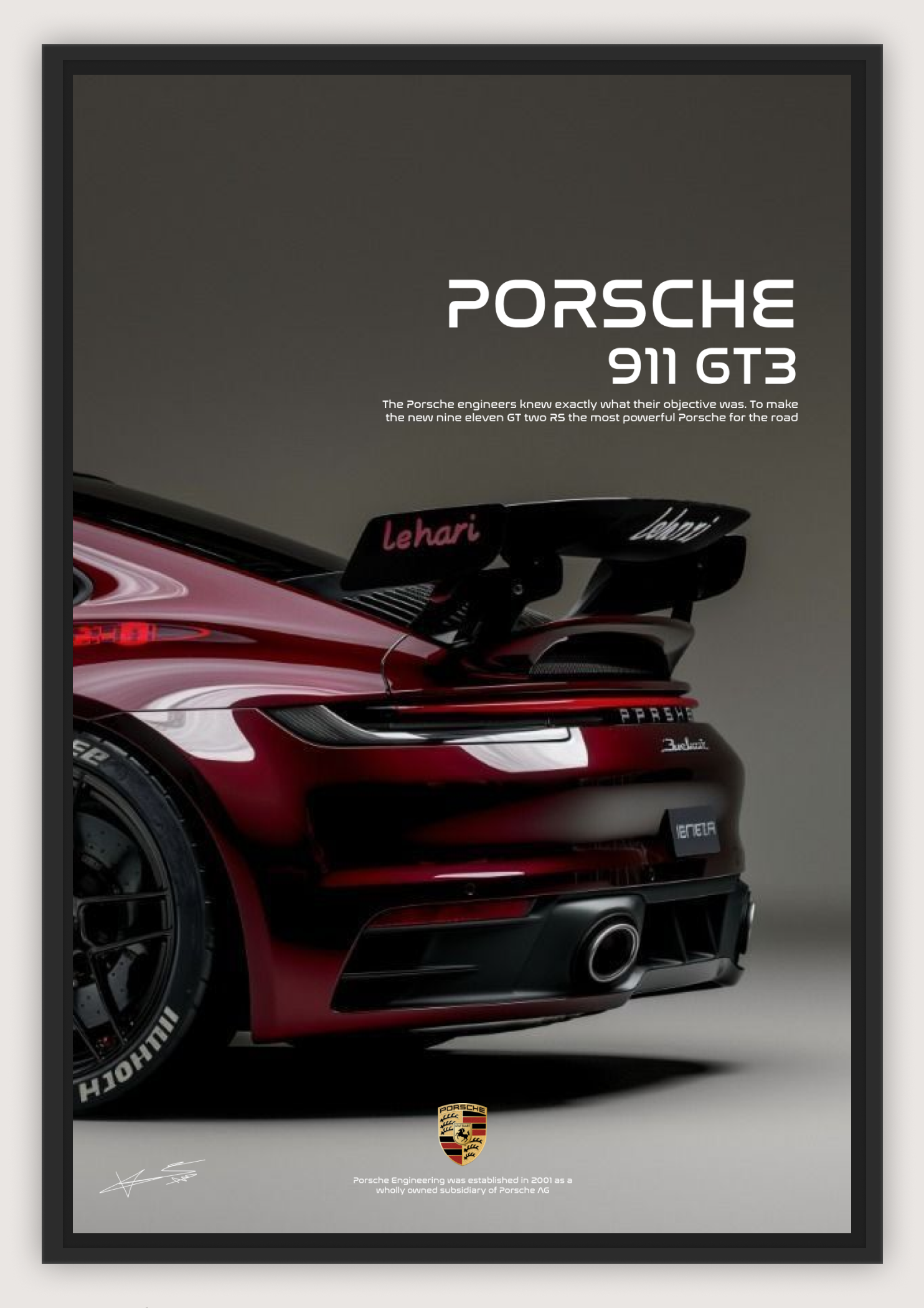 Porsche 911 GT3 POSTER / A4 SIZE TYPE 2