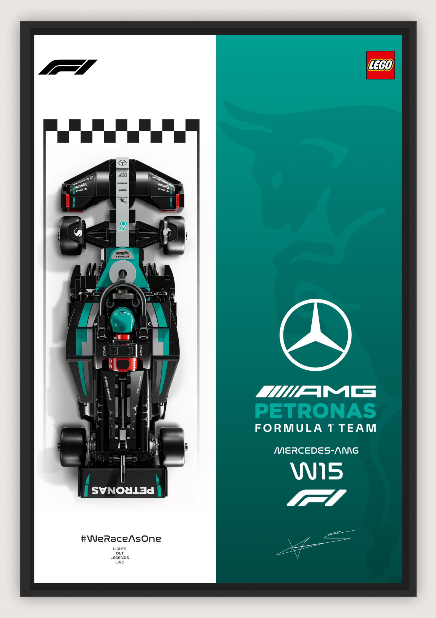 Mercedes W15 – LEGO Speed Champions Display Poster