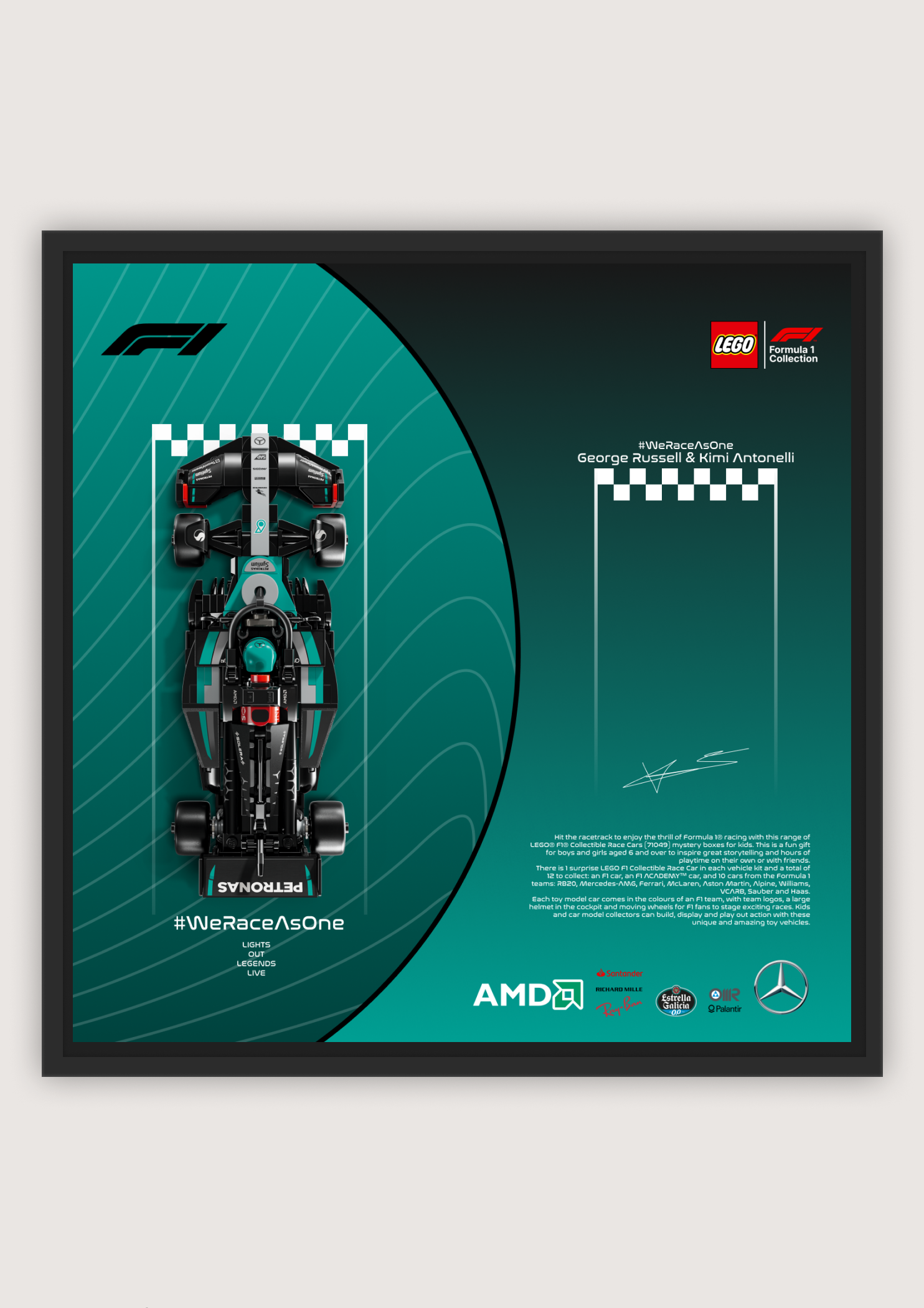 Mercedes AMG Petronas F1 – LEGO Minifigure Display Poster