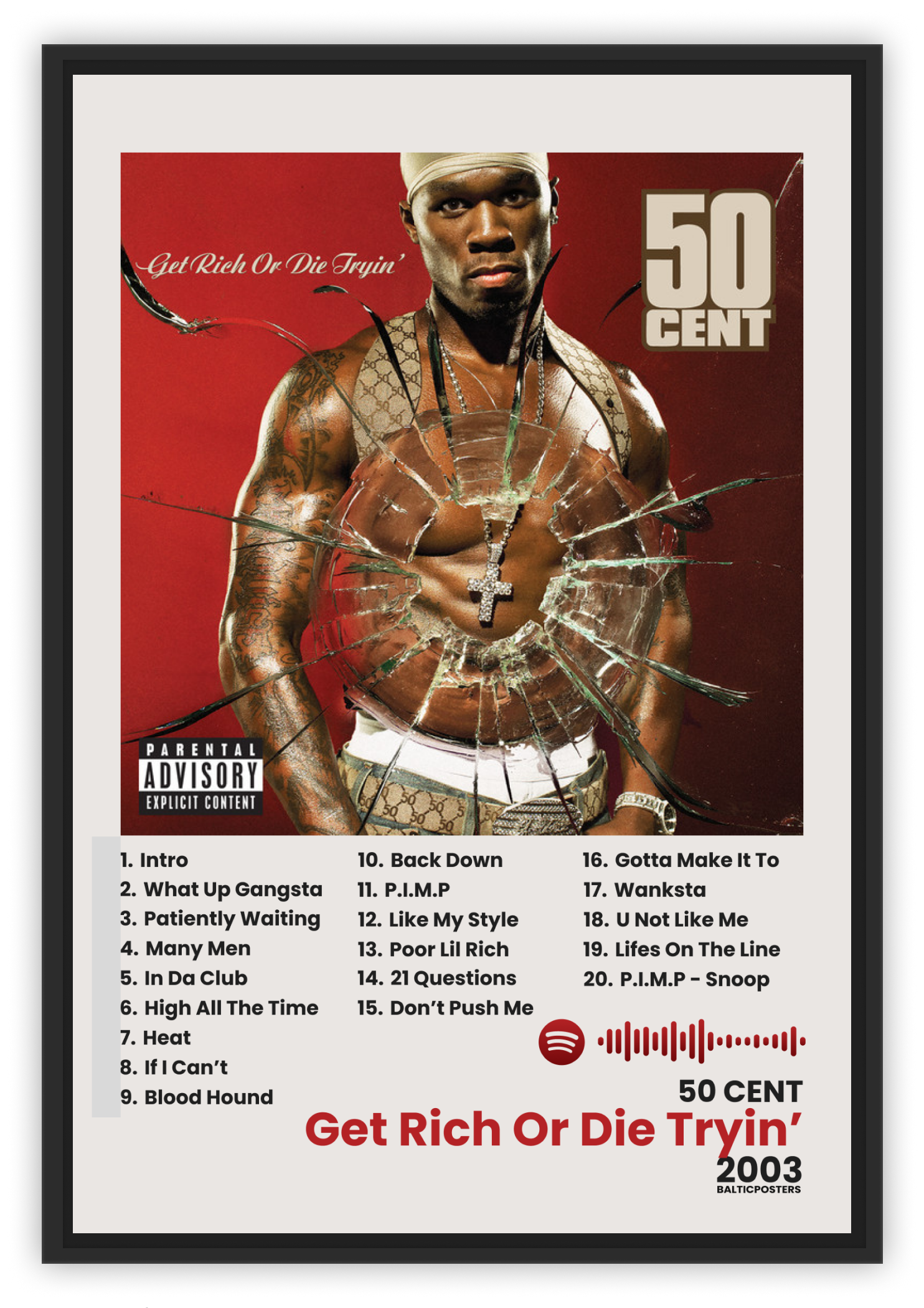 50 Cent – Get Rich Or Die Tryin’ Spotify Poster 🎧