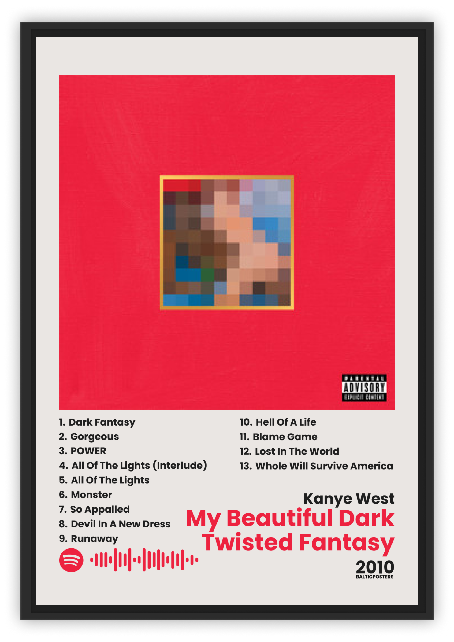 Kanye West – My Beautiful Dark Twisted Fantasy Spotify Poster 🔴