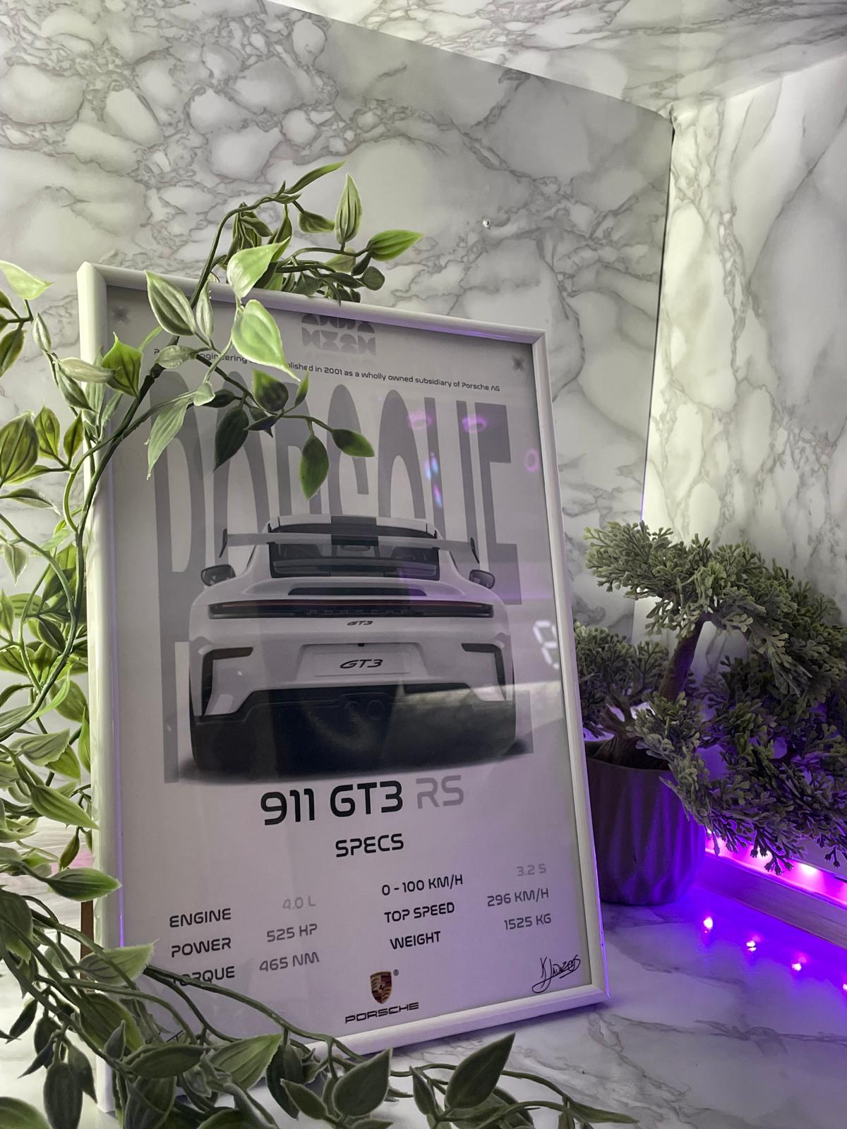 PORSCHE 911 GT3 RS POSTER / A4 SIZED WITH PHOTOPAPER