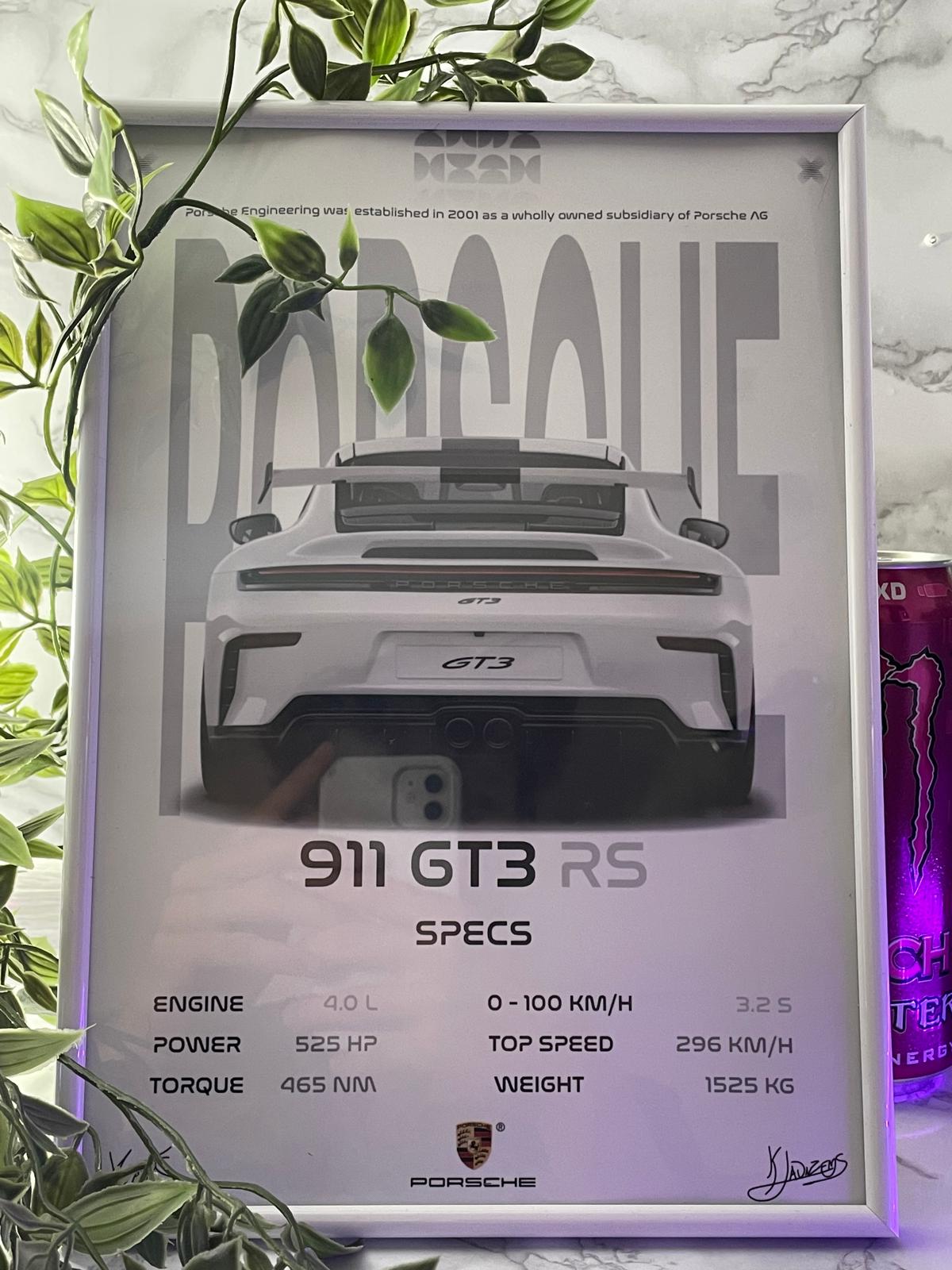 PORSCHE 911 GT3 RS POSTER / A4 SIZED WITH PHOTOPAPER
