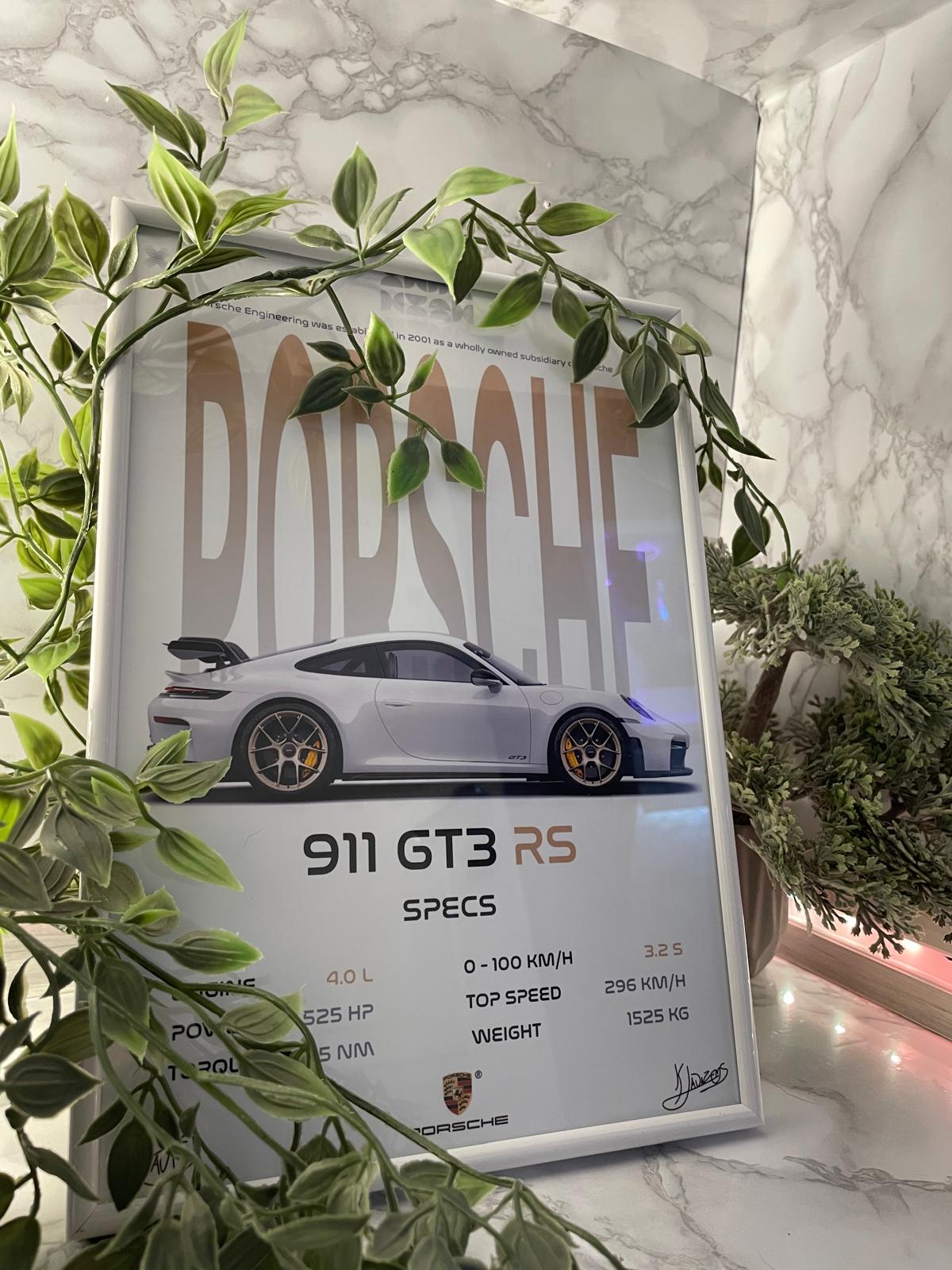 PORSCHE 911 GT3 RS POSTER / A4 SIZED WITH PHOTOPAPER