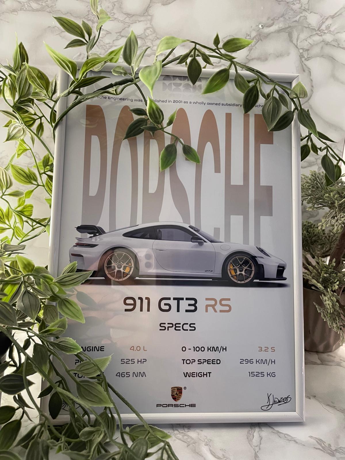 PORSCHE 911 GT3 RS POSTER / A4 SIZED WITH PHOTOPAPER