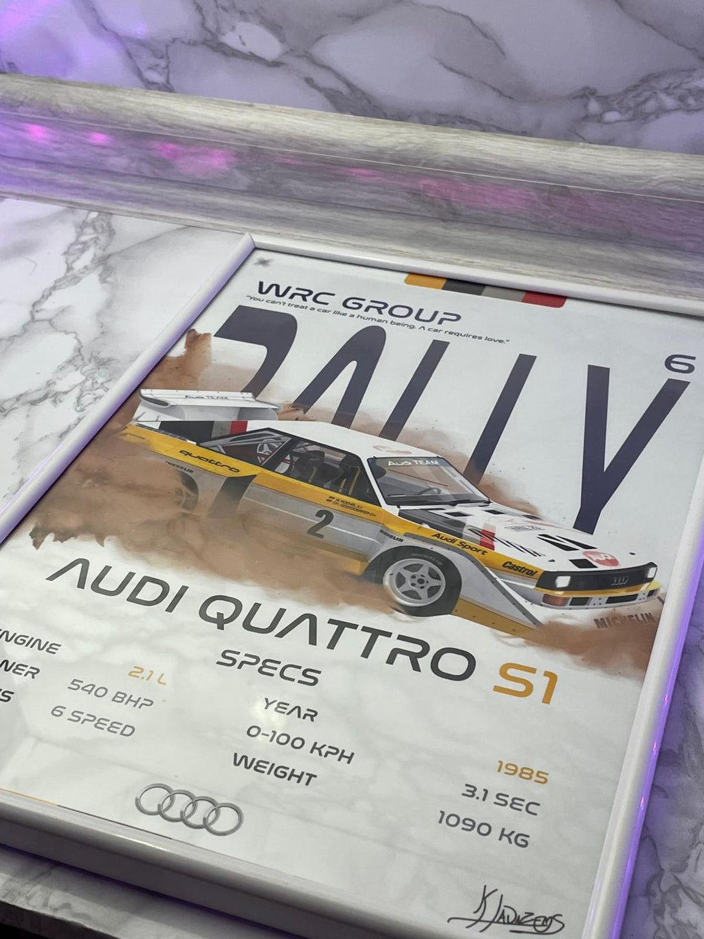 AUDI QUATTRO S1 – WRC B GRUPAS PLAKĀTS / A4 IZMĒRS AR FOTOPAPĪRU