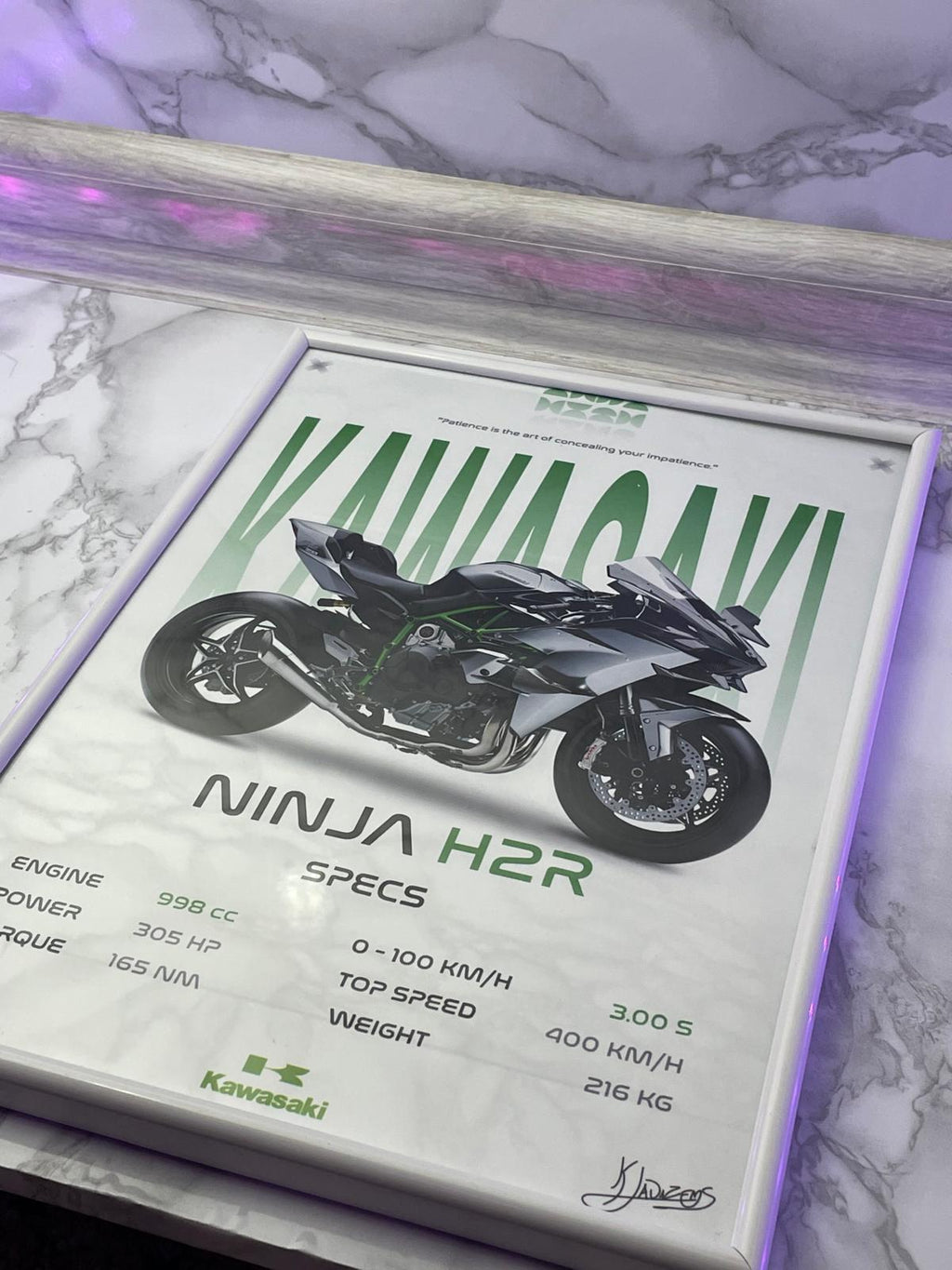 Плакат KAWASAKI NINJA H2R / формат А4 с фотобумагой