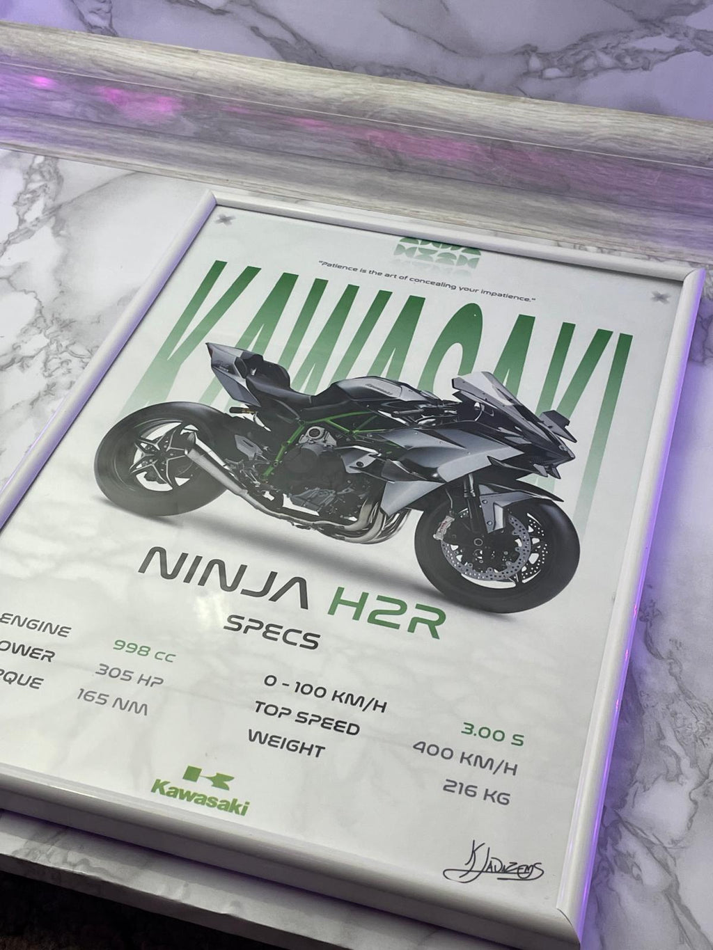 Плакат KAWASAKI NINJA H2R / формат А4 с фотобумагой