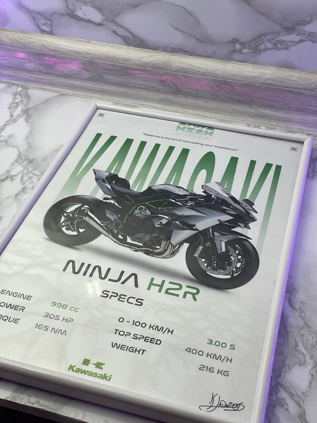 Плакат KAWASAKI NINJA H2R / формат А4 с фотобумагой