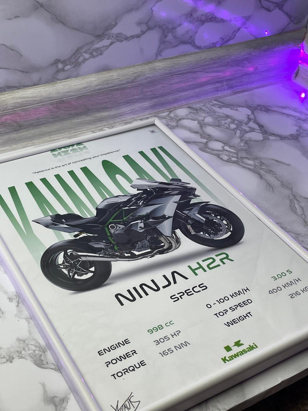 Плакат KAWASAKI NINJA H2R / формат А4 с фотобумагой