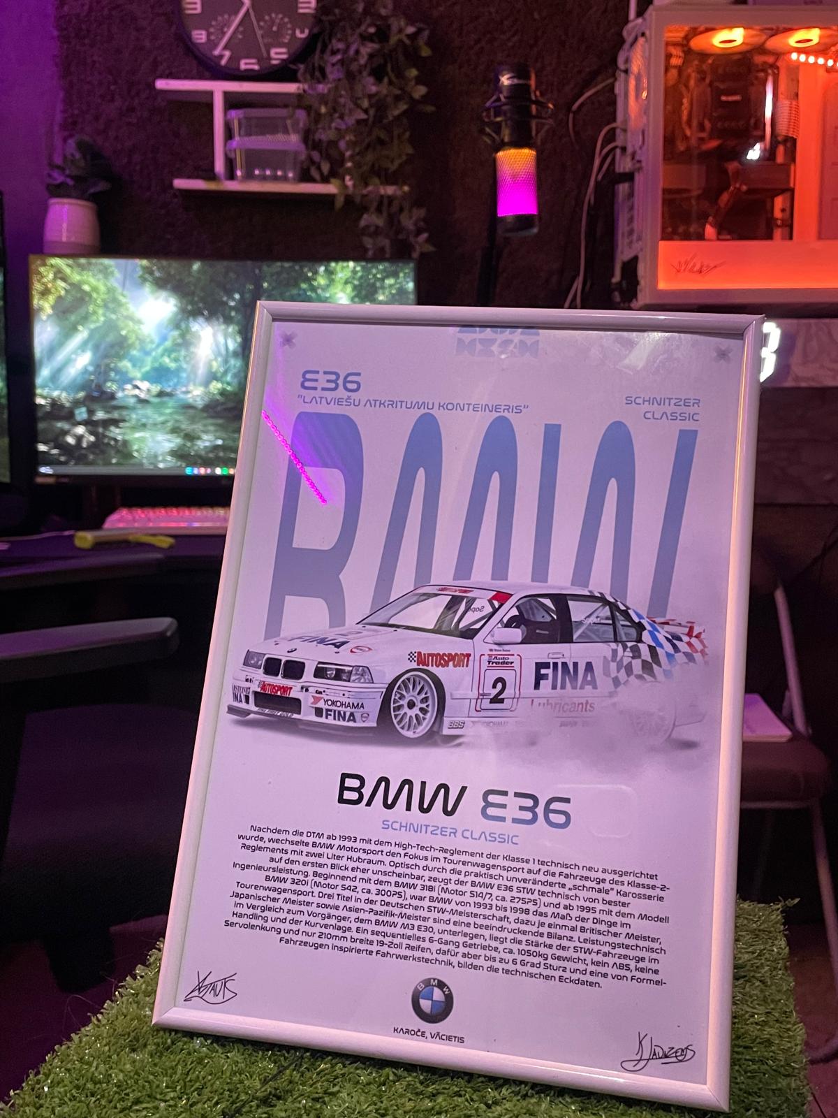 BMW E36 POSTER, A4 SIZED WITH PHOTOPAPER
