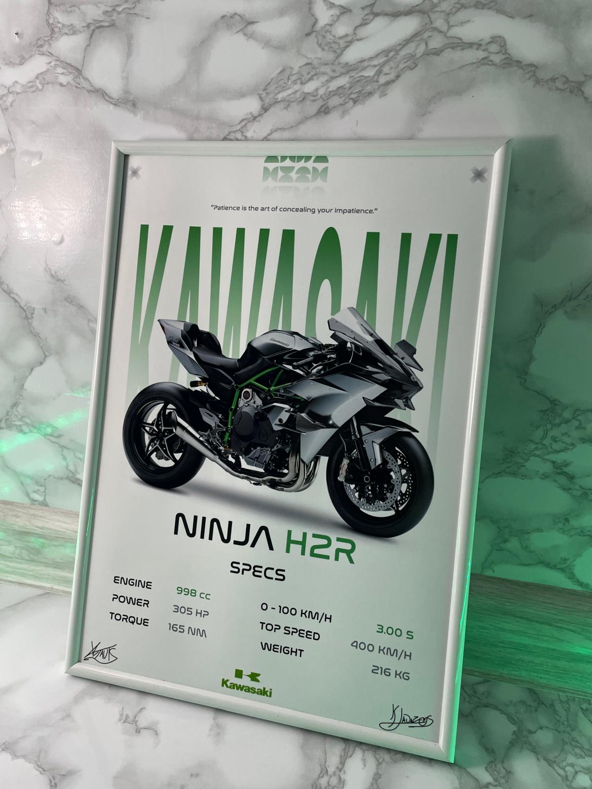 KAWASAKI NINJA H2R POSTER / A4 SIZED WITH PHOTOPAPER