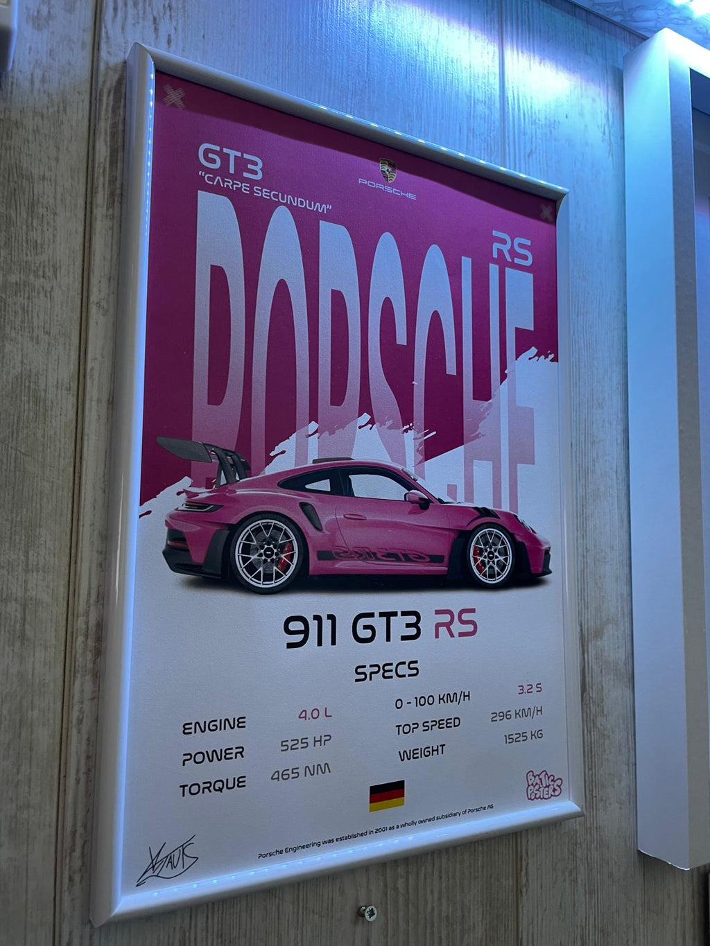 Плакат Porsche 911 GT3 RS / формат А4 с фотобумагой