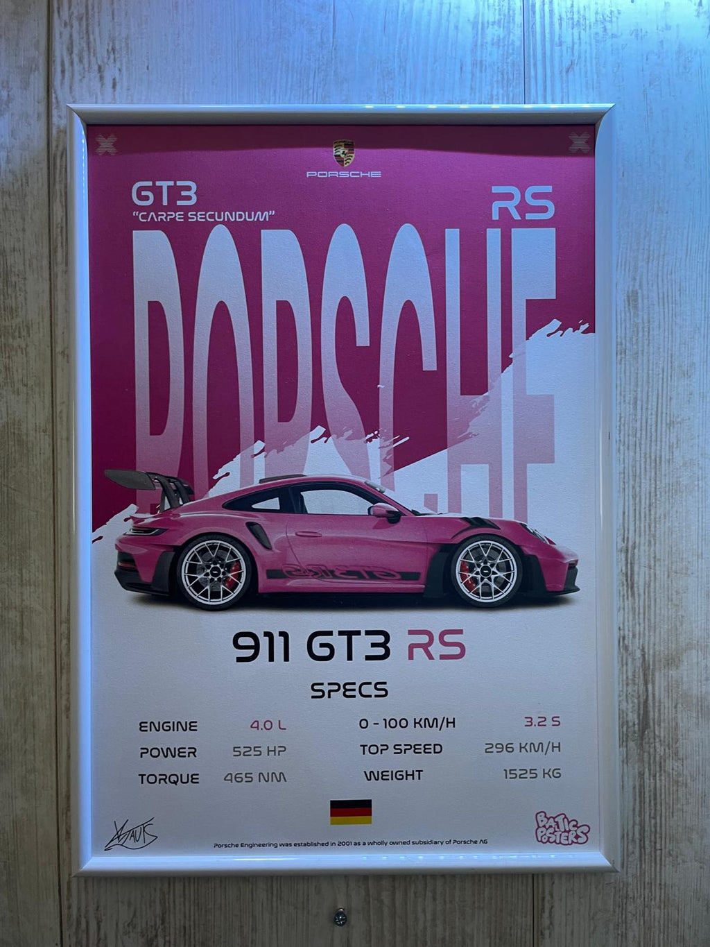 Плакат Porsche 911 GT3 RS / формат А4 с фотобумагой