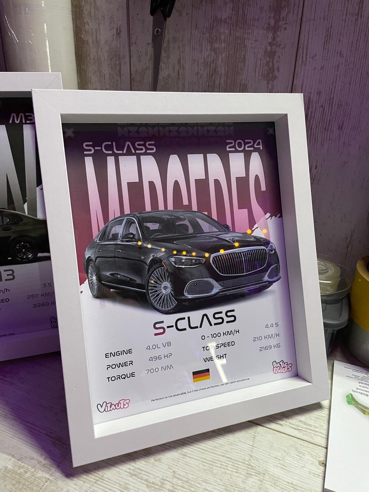 MERCEDES-BENZ S-CLASS 2024 POSTER / A4 SIZED WITH PHOTOPAPER